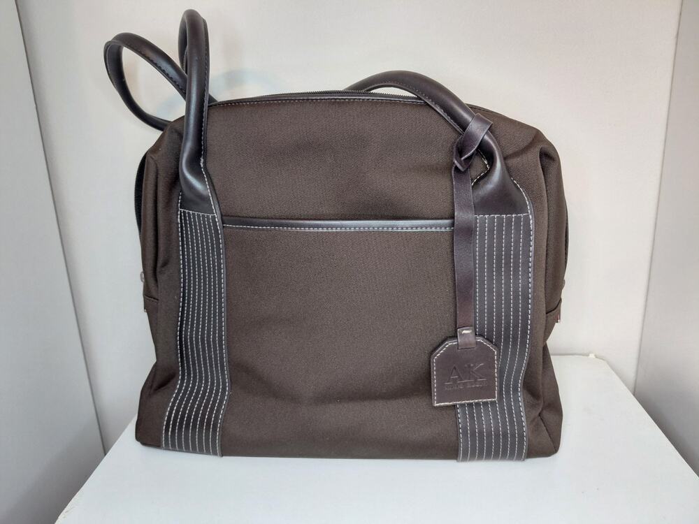 Anne Klein (AK) Vintage Brown Canvas Weekender Travel Bag Tote Utility Corporate